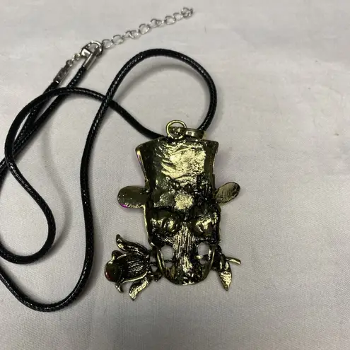 Skull Necklace Pink Top Hat Rose Pendant Gothic Halloween Costume Jewelry New Pink