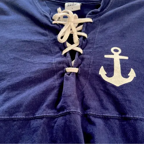 Kennebunkport Maine Unisex SPIRIT Jersey NAVY BLUE Anchor MED LS Drwstrg Neck EC