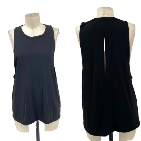 Carbon38 Muscle Tank Top Crewneck Cut Out Back Black Workout Gym Size Medium