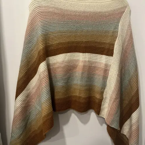 Mia & Tess Striped Multi Color Sweater Poncho Loose Comfy