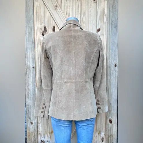 Vintage St Johns Bay Tan Washable Suede Boho Blazer Jacket~S~