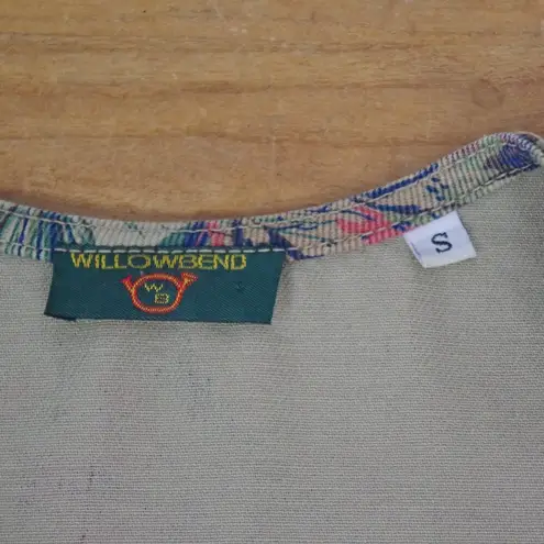 Ladies' Vintage USA Made Floral Canvas Vest By Willowbend Small Tan