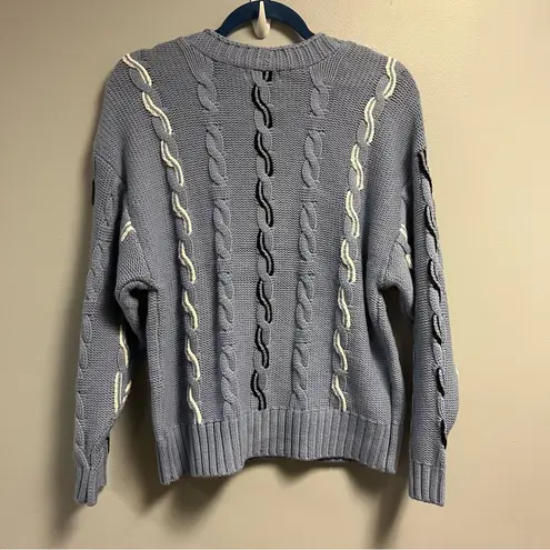 525 America Cardigan Cable Knit Periwinkle Navy & White Sweater XS NWT Revolve