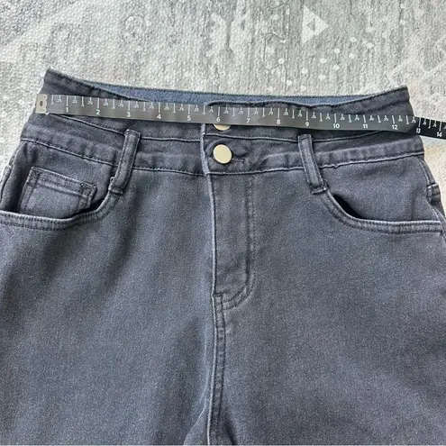 High Waisted Black Fur Velour Lined Skinny Jeans Thermal Warm Cabin Size M Size M