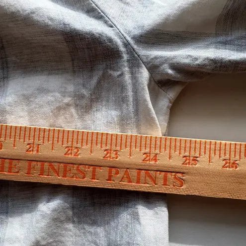 Duluth Trading Co Plaid Button Up Blouse Long Sleeve Organic Cotton Women's M Gray Size M