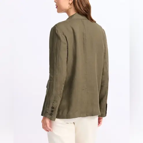 Michael Stars Lottie Linen Blazer Women’s Size M Olive Green Button Closure NWOT