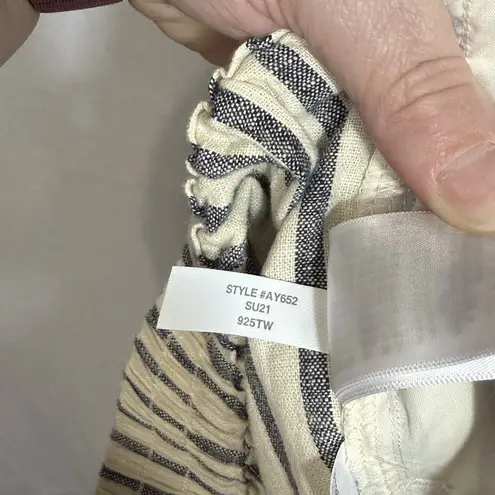 J.Crew Tie Waist Seaside Cropped Navy Stripe Pull On Pants Women's Size S AY652 Blue