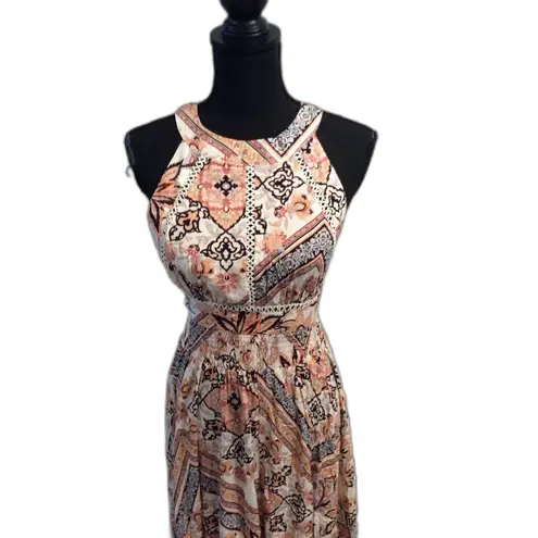 Abel the label New Zodiac Pastel Floral Maxi Dress Criss Cross Back Boho M