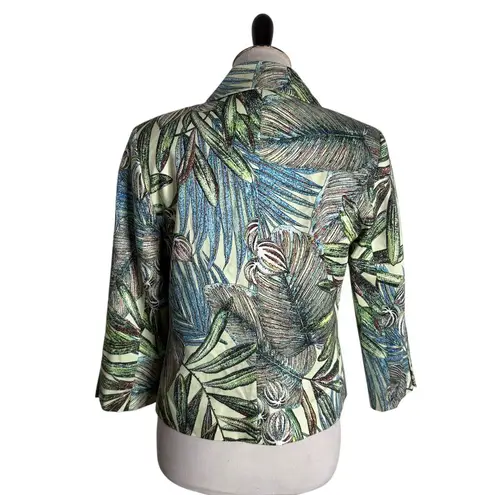 Harvé Benard Harve Benard Tropical‎ Print Blazer Jacket Size 6 Button Maximalist Green