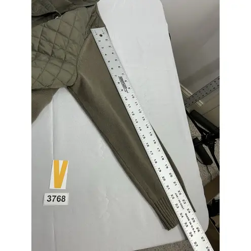 Womans D & Co XL Green Quilted Puffer Outdoor Sweater