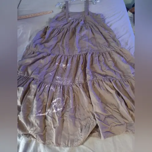 The Drop XL Dress Britt Maxi Tiered Tank Tent Brown Adjustable Boho Cottage FLAW