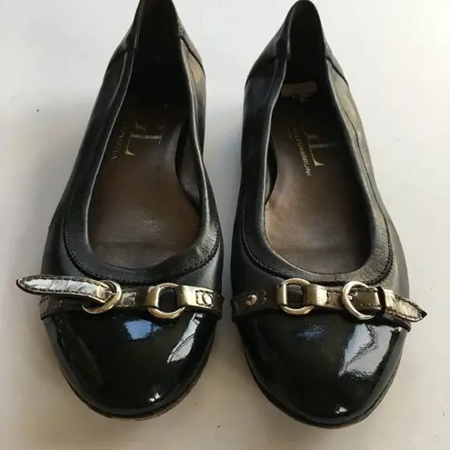 AGL Attilio Giusti Leombruni Black Ballet Flats Size 38 Leather Belted C…