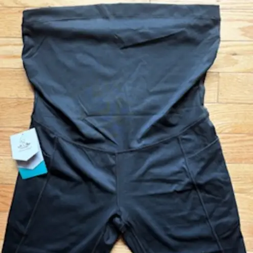 NWT Health Yoga Black Stretchable Yoga Tank Shorts With Pockets Body Suit L Size L