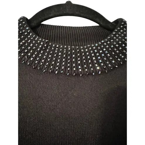 Jenny Black Beaded Embellished Cardigan Sweater Top Women's Small Holiday Y2K