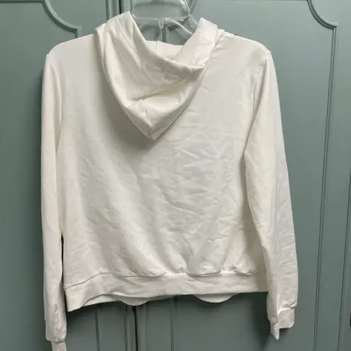 Rhinestone Pearl Full Zip Hoodie Red Glitter Lips Y2K Bling Streetwear Large White