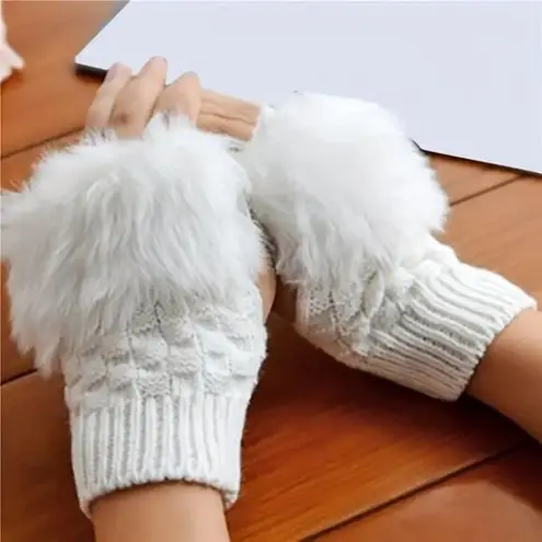 Plush Warm Ribbed Knitted Fingerless Gloves