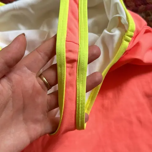 HOT PINK ATHLETIC TANK TOP W NEON YELLOW TRIM Size L