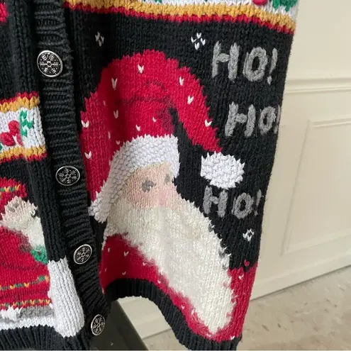 Vintage Northern Isles Signature Santa Christmas Button Cardigan L Black Size L