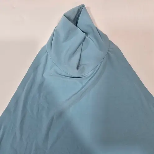 Norma Kamali Halter Turtle Side Slit Gown in Powder Blue