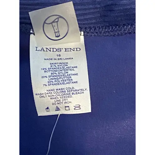 Lands End Coastal Sprit Textured Mini SWIM skort Skirt Rock Blue Sz 16 NWTS