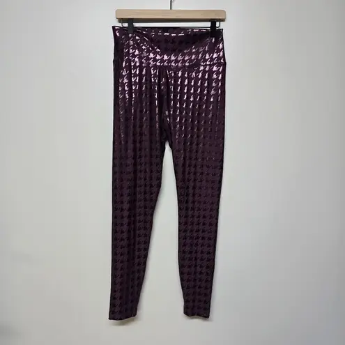 Peloton NWT Women's XL Show Up Houndstooth Leggings Purple Metallic High Rise