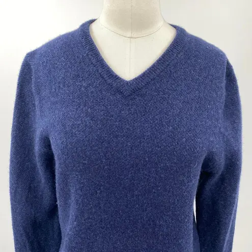 Vintage 90s Jos A Bank Merino Wool Sweater V Neck Fitted Long Sleeve Navy S/ M Blue