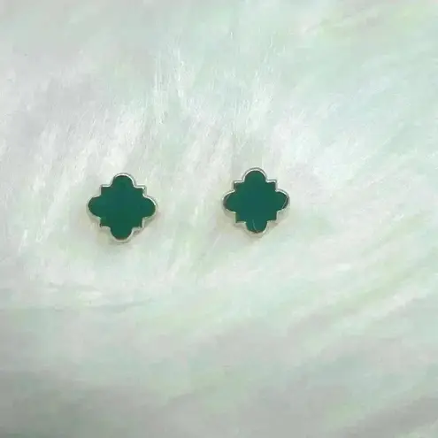 Chloe Clover Stud Earrings 18k Gold Plated Earrings in Green