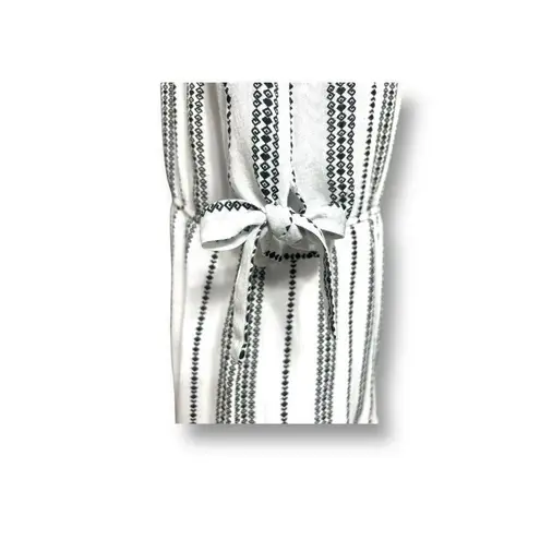 J Gee M Off Shoulder Striped Dress White Black Rayon Tie Sleeve Boho Midi Coasta Size M