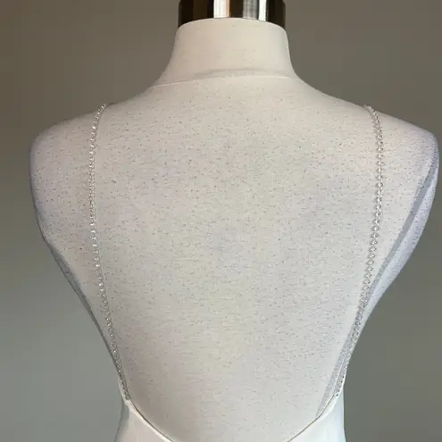 Aidan Mattox Satin Backless Beaded Mini Shift Cocktail Party Dress White Size 10 - Image 6