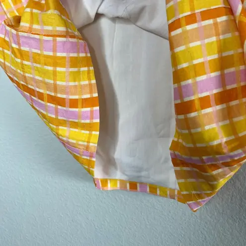 Peppermayo Girls Lunch Tube Mini Dress Splice Check Pattern Linen Blend US 6