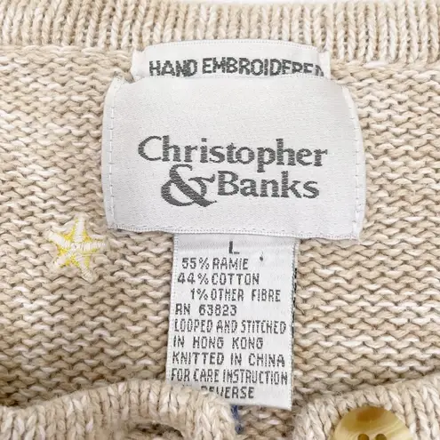 Christopher & Banks Vintage  Noah’s Ark Hand Embroidered Cardigan Sweater Large