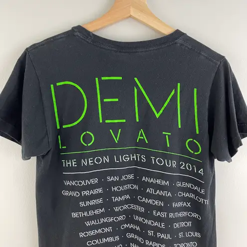 Demi Lovato Black Multicolor Black Light 2014 Neon Lights Tour Graphic Band Tee
