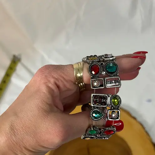 Premier Designs Multicolor Gemstone Sheerly Playful Stretch Bracelet