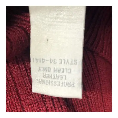 J. Jill Rustic Red Wool & Suede Patchwork Long Cardigan Medium Tall