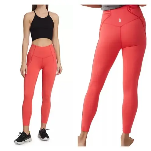 Free People NWT  Set the Pace High Waist Leggings S Red