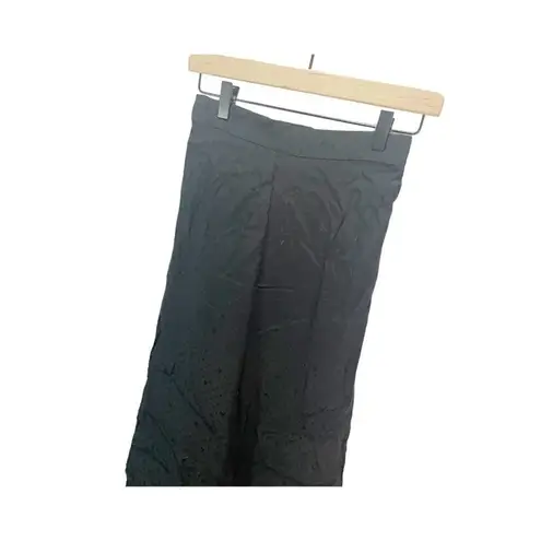 Saltwater Luxe  Casual Black Satin Pants Sz XS Wide Leg Stretch Waist Career