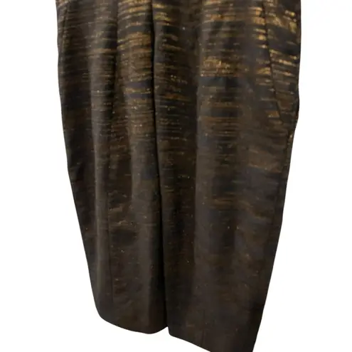 Jason Wu Silk Wool Size 4 Black Gold Sheath Dress Lined Short Sleeve Work Party