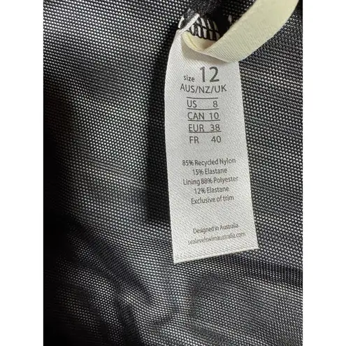 Sea Level Stripe Mid Rise Bikini Bottoms (New) Black Size 8