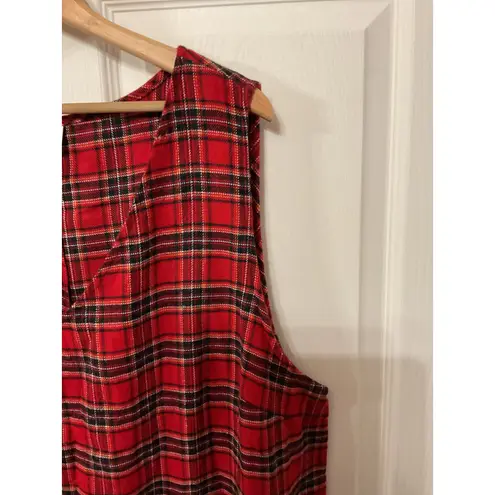 Vintage Original ty2 Red Plaid Cottagecore Academia Plus Jumper Maxi Dress,22W