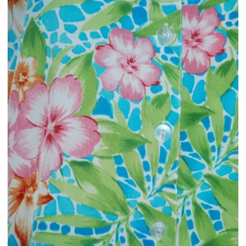 Bon Worth Ladies Hawaiian 3/4 Sleeve Button Front Blouse Size M MP Vacation