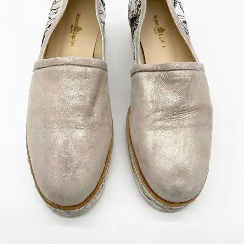 Michele Lopriore Loafer Shoes Womens 9.5/10 Pink Floral Metallic Platform READ