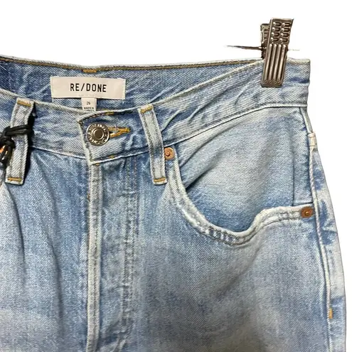RE/DONE '70s Ultra High Waist Stove Pipe Jeans in Worn Blue Size 26