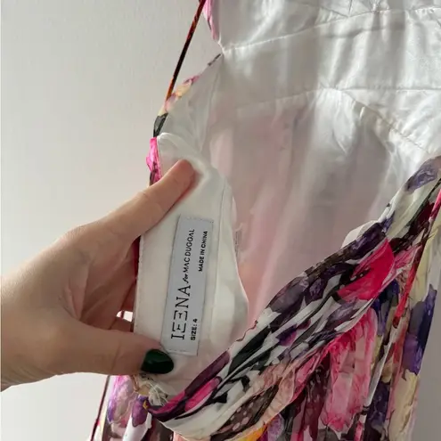 Mac Duggal Pink Floral Chiffon V Neck Ruffle Sleeveless Tiered Midi Dress 4