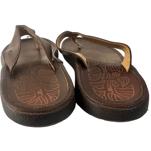 Jbu Women's Pele Leather Thong Sandals Cognac Size 9