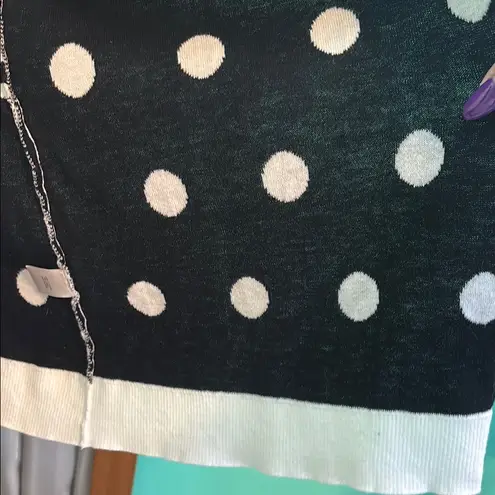 Christopher & Banks Polka Dot Open Cardigan Sweater - Black and White