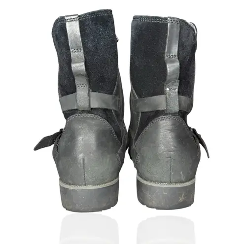 Teva 9.5 De La Vina Dos Black Leather Suede Waterproof Zip Up Buckle Boots