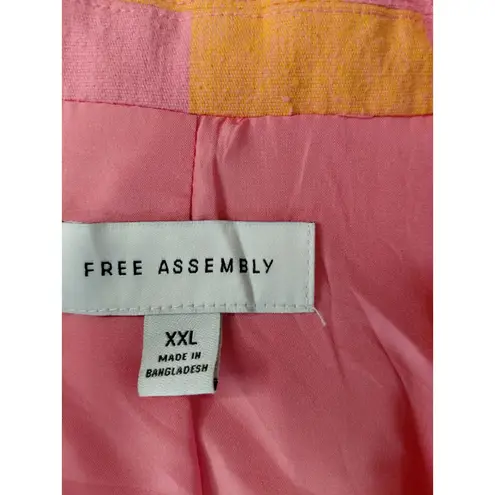Free Assembly Womens XXL Pink & Yellow Checkered Blazer