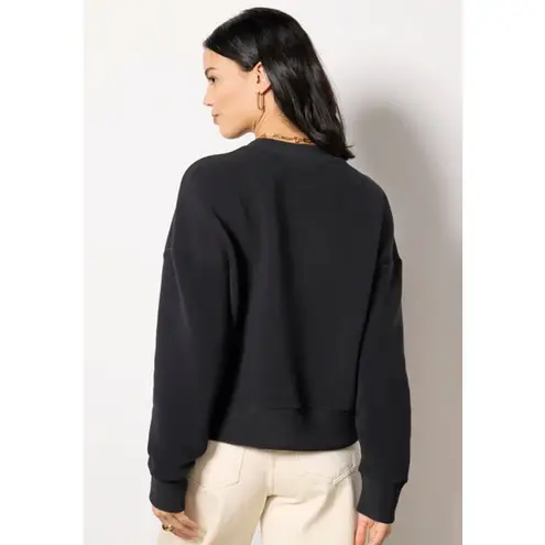 Varley Eton Crewneck Side Zipper Boxy Sweat Sweatshirt Black Size Small