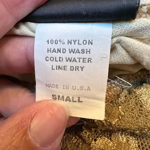 Nina McLemore Golden Bronze Floral Lace Lined Fitted Blouse Women’s Size Small S Gold