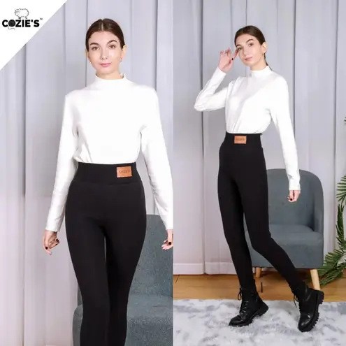 Cozies Fleece Lined Leggings Sz XS Winter Heavyweight Stretch Soft Comfy Cozy Black